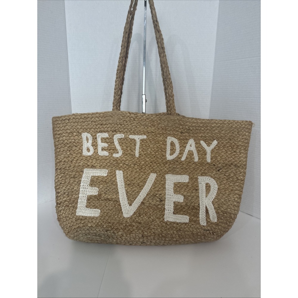 Holiday BEST DAY EVER Large Jute Tote